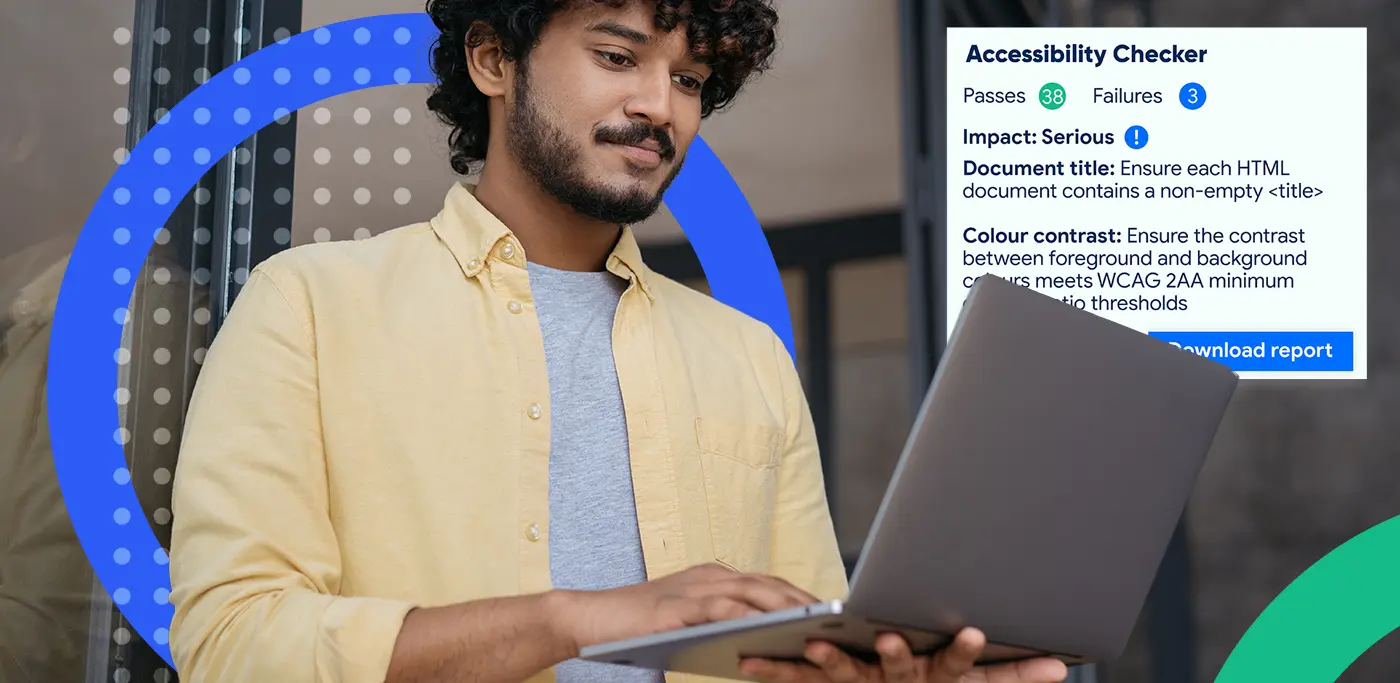 Man on laptop running an accessibility check on email creatives