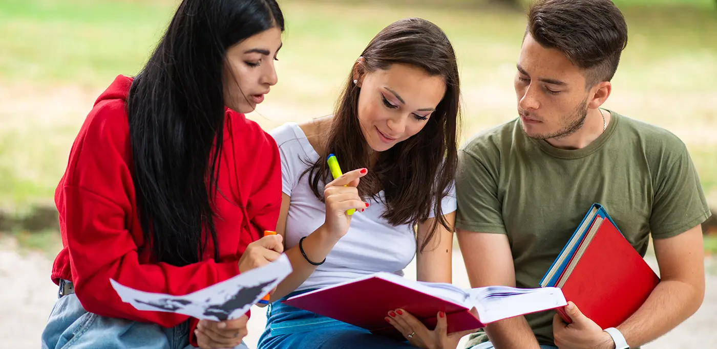 Students reading together